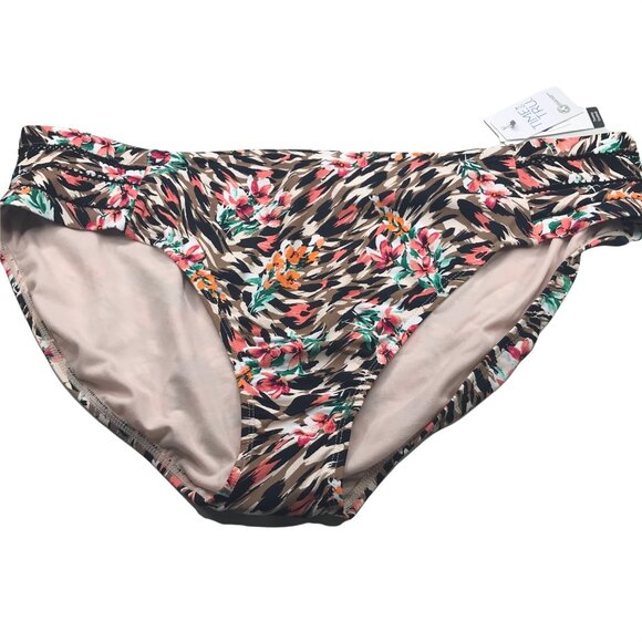 Time And Tru Women's 2X 20W-22W Mid Rise Tummy Control Swim Bottoms Brown New - Picture 1 of 11